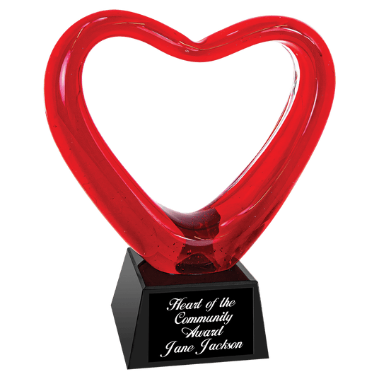 Heart Art Glass with  Base-AKD Ink
