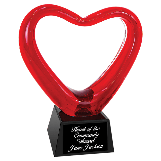 Heart Art Glass with  Base-AKD Ink