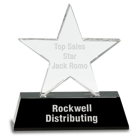 Clear Crystal Star on  Pedestal Base-AKD Ink