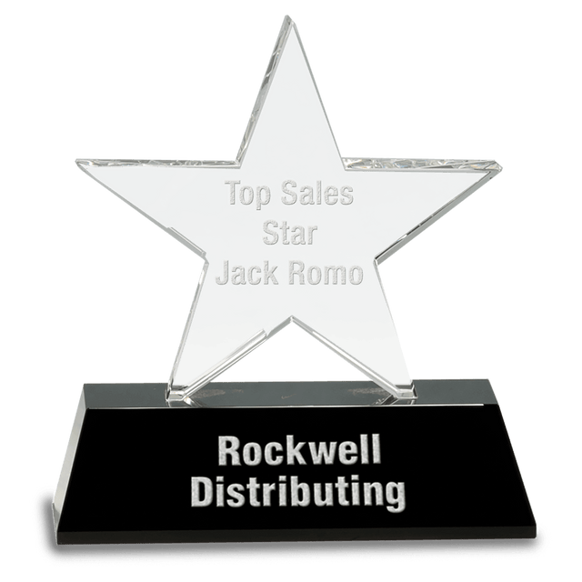 Clear Crystal Star on  Pedestal Base-AKD Ink