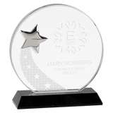 Small Round Crystal with Silver Star on  Pedestal Base-AKD Ink