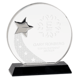 Small Round Crystal with Silver Star on  Pedestal Base-AKD Ink