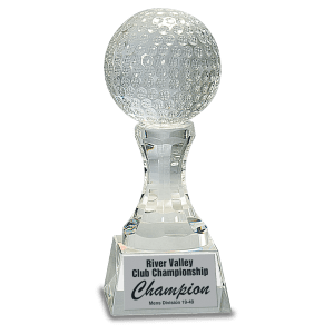 Crystal Golf Ball on Clear Pedestal Base-AKD Ink