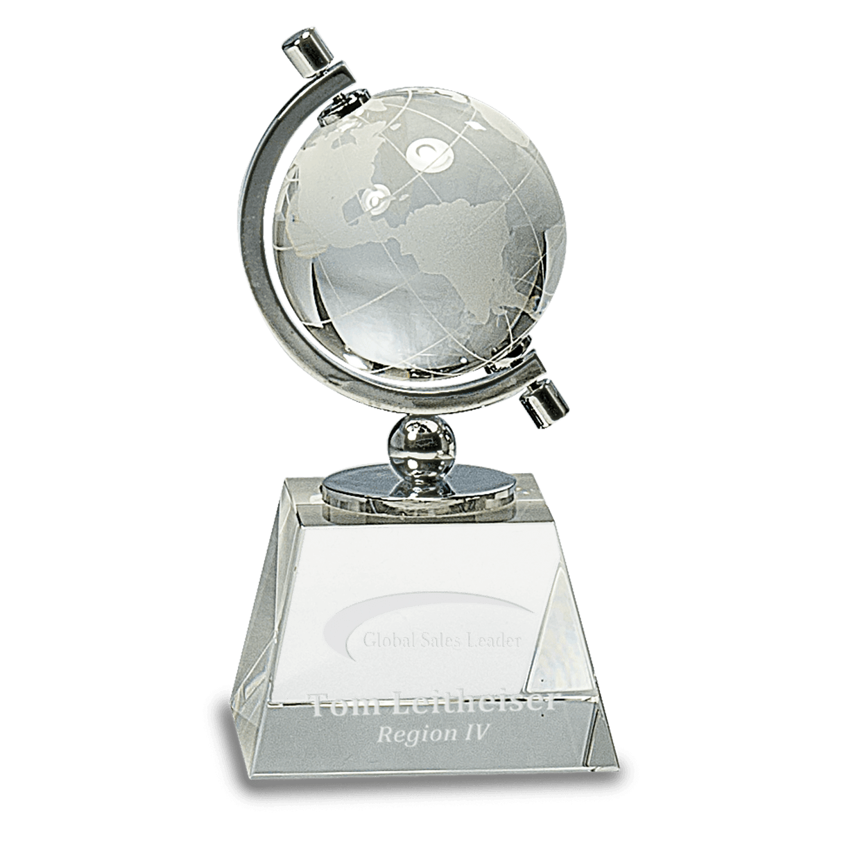 Crystal Spinning Globe On Clear Base