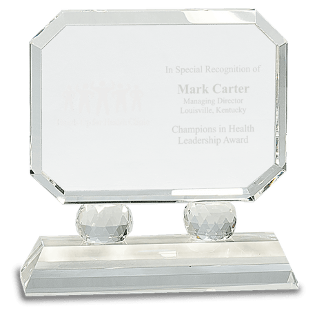 Small Rectangle Crystal on Clear Pedestal Base-AKD Ink