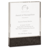 Large Clear Fusion Crystal Award with Genuine  Marble-AKD Ink
