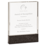 Large Clear Fusion Crystal Award with Genuine  Marble-AKD Ink