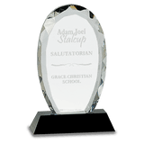 Small Oval Facet Crystal on  Pedestal Base-AKD Ink