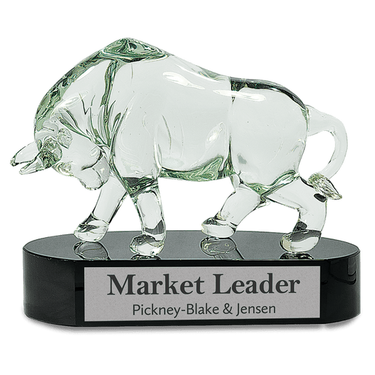 Clear Art Glass Bull-AKD Ink
