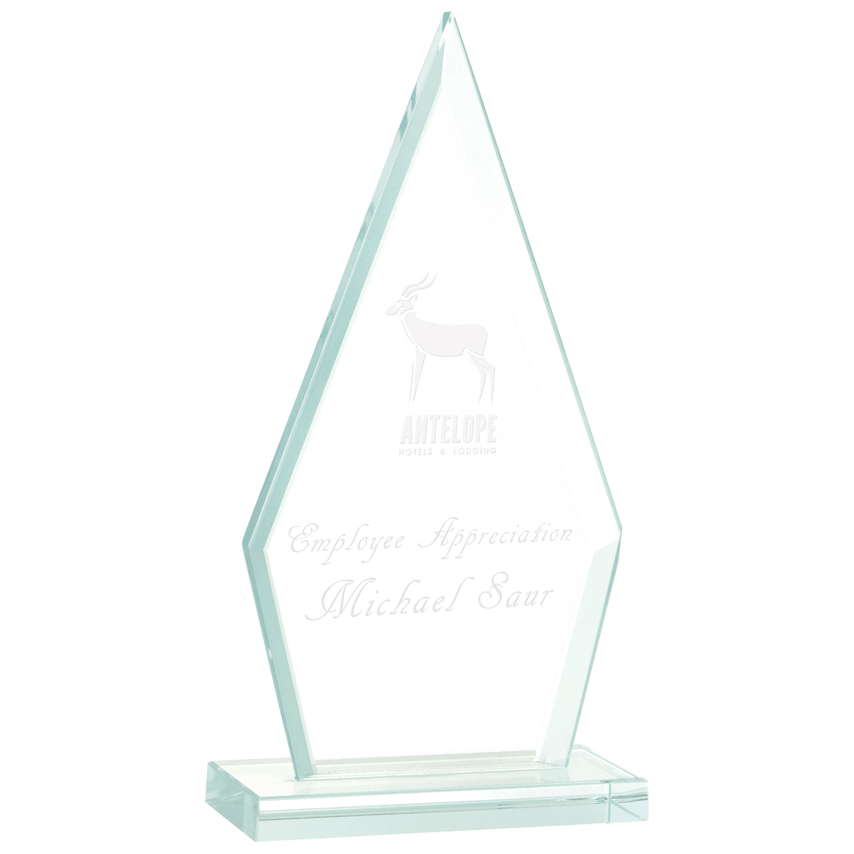 Medium Triangle Jade Glass Award-AKD Ink