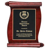 Rosewood Finish Scroll Plaque With Black Plate