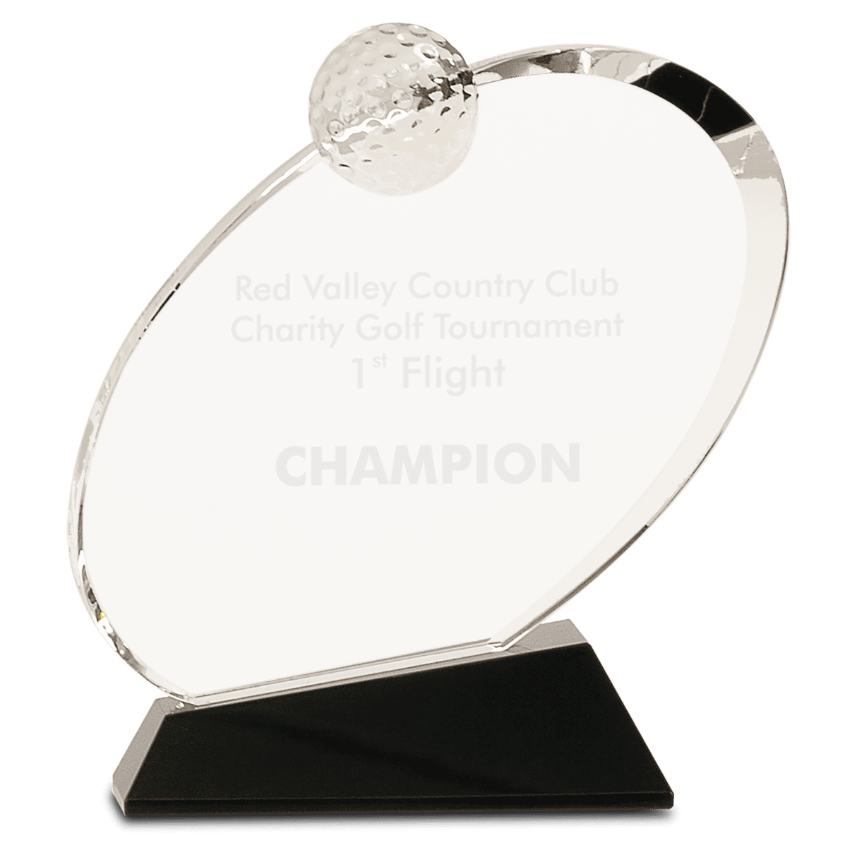 Large Clear Crystal Oblong Golf Award on  Crystal Base-AKD Ink