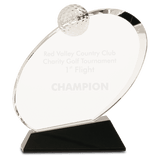 Large Clear Crystal Oblong Golf Award on  Crystal Base-AKD Ink