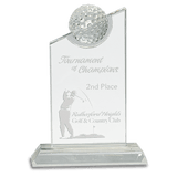 Small Clear Crystal with Inset Crystal Golf Ball on Clear Base