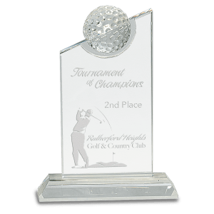 Small Clear Crystal with Inset Crystal Golf Ball on Clear Base