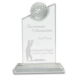 Small Clear Crystal with Inset Crystal Golf Ball on Clear Base