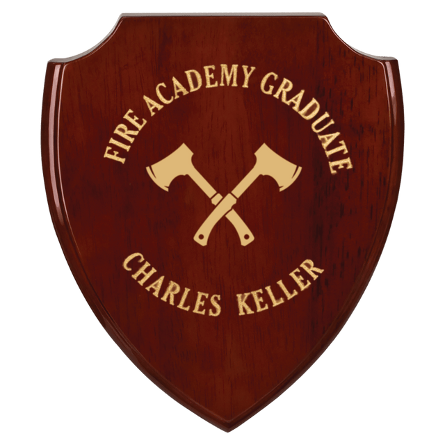 Rosewood Piano Finish Shield Plaque-AKD Ink
