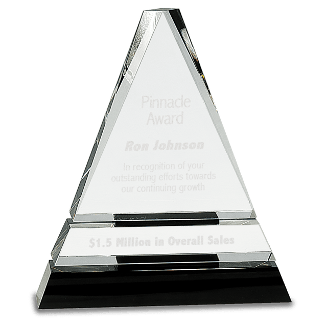 Large Clear Crystal Triangle on  Crystal Pedestal Base-AKD Ink