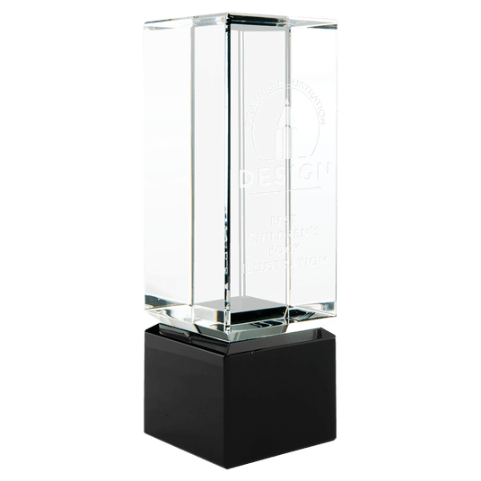 Clear Crystal Block Award on Crystal Base - Engraved-AKD Ink