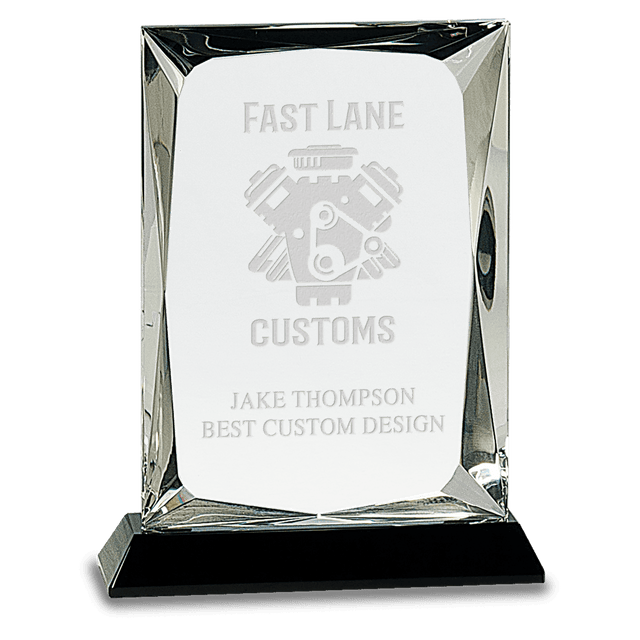 Medium Clear Crystal Rectangle Award on Base-AKD Ink
