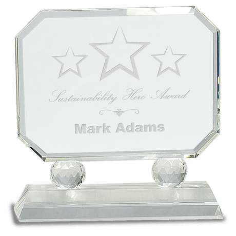 Medium Rectangle Crystal on Clear Pedestal Base-AKD Ink