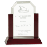 Small Gateway Jade Clip Corner Glass Award with Rosewood Finish Base-AKD Ink