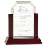 Small Gateway Jade Clip Corner Glass Award with Rosewood Finish Base-AKD Ink