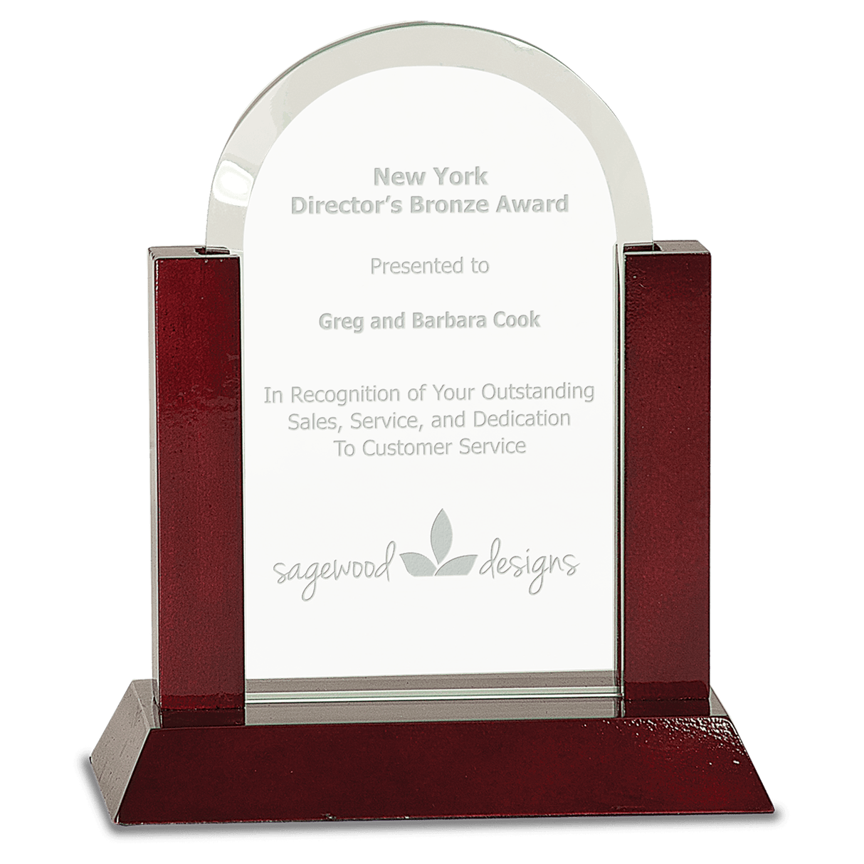 Small Gateway Jade Dome Glass Award with Rosewood Finish Base-AKD Ink