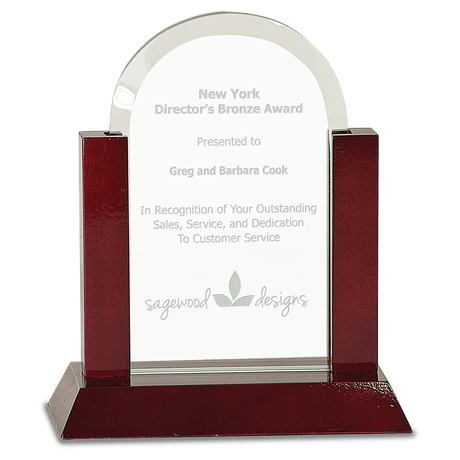 Small Gateway Jade Dome Glass Award with Rosewood Finish Base-AKD Ink