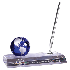 Crystal Globe with Base and Pen