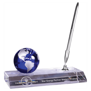 Crystal Globe With Base And Pen