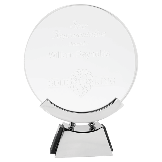 Large Round Voyager Glass with Silver/ Base-AKD Ink