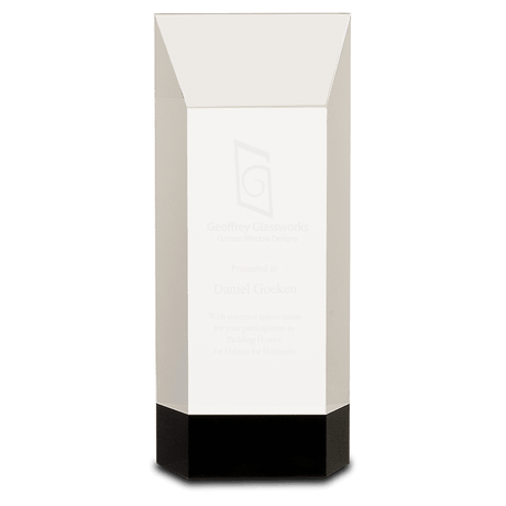 Medium Clear Crystal Self-Standing Rectangle on  Base-AKD Ink