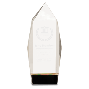 Medium Clear Crystal Facet Rectangle on  Base-AKD Ink