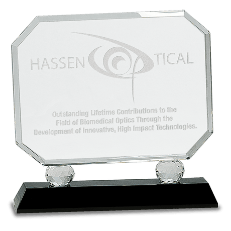 Large Rectangle Crystal on  Pedestal Base-AKD Ink