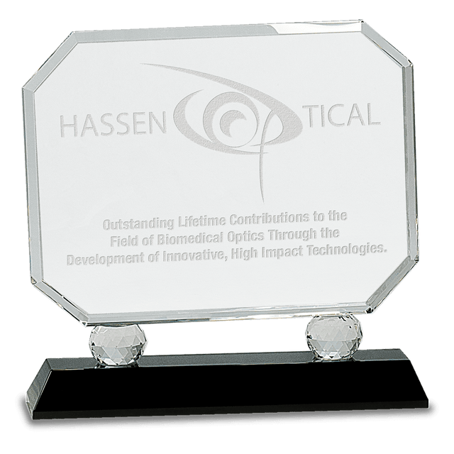Large Rectangle Crystal on  Pedestal Base-AKD Ink