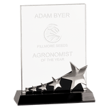 Large Rectangle Crystal with Silver Stars on  Pedestal Base-AKD Ink