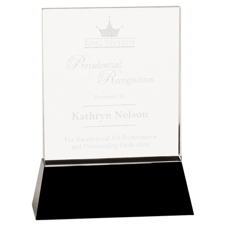 Small Clear Crystal Rectangle Wedge on  Base-AKD Ink