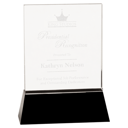 Small Clear Crystal Rectangle Wedge on  Base-AKD Ink