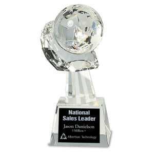 Clear Crystal Globe in Hand-AKD Ink