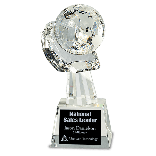 Clear Crystal Globe in Hand-AKD Ink