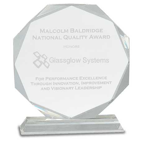 Large Clear Crystal Octagon on Clear Pedestal Base-AKD Ink