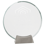 Large Round Platinum Glass With Full Metal Base