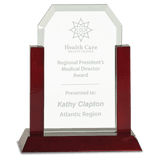 Medium Gateway Jade Clip Corner Glass Award with Rosewood Finish Base-AKD Ink