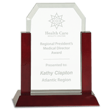 Medium Gateway Jade Clip Corner Glass Award with Rosewood Finish Base-AKD Ink