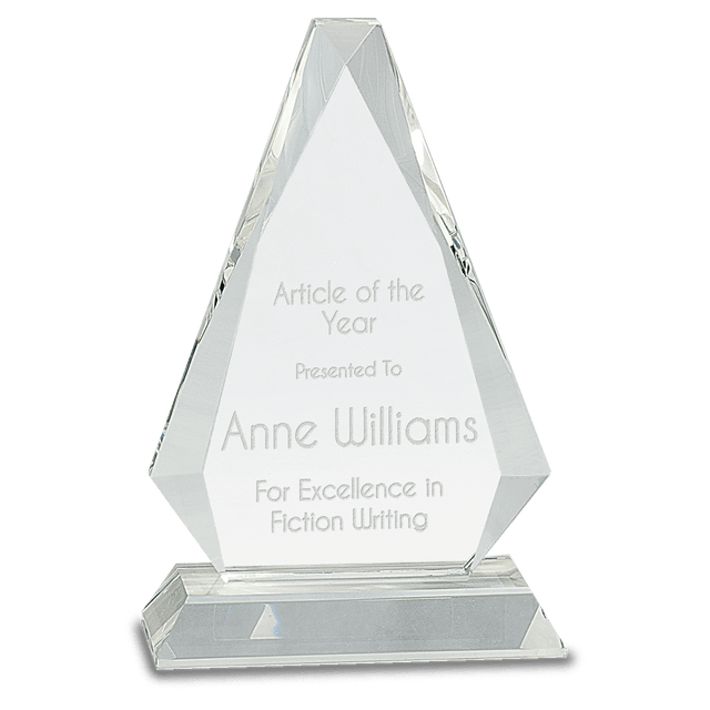 Small Clear Crystal Triangle on Clear Pedestal Base-AKD Ink