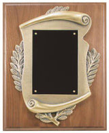 Genuine Walnut Step Edge Plaque with Metal Scroll Frame & Plate