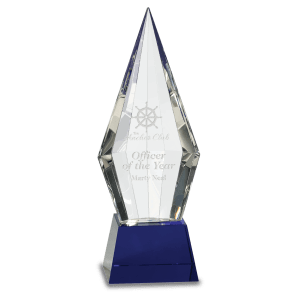 Small Obelisk Facet Crystal on  Pedestal Base-AKD Ink