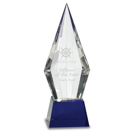 Small Obelisk Facet Crystal on  Pedestal Base-AKD Ink