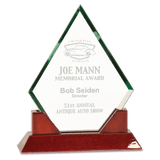 Large Jade Diamond Prestige Glass With Rosewood Piano Finish Base